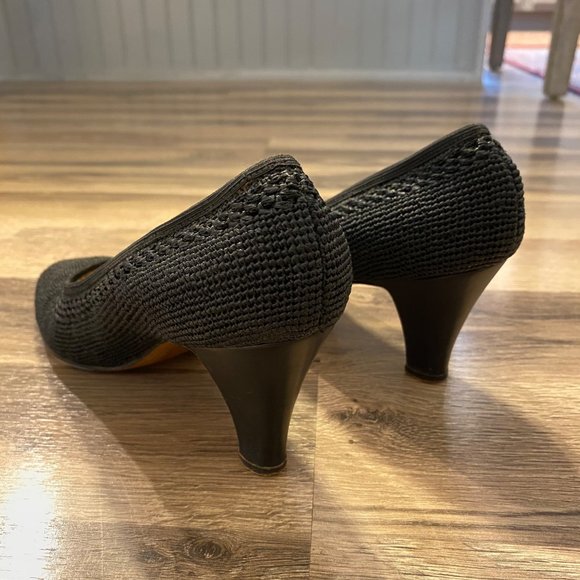 Ferragamo Black Woven Heels - Picture 6 of 10